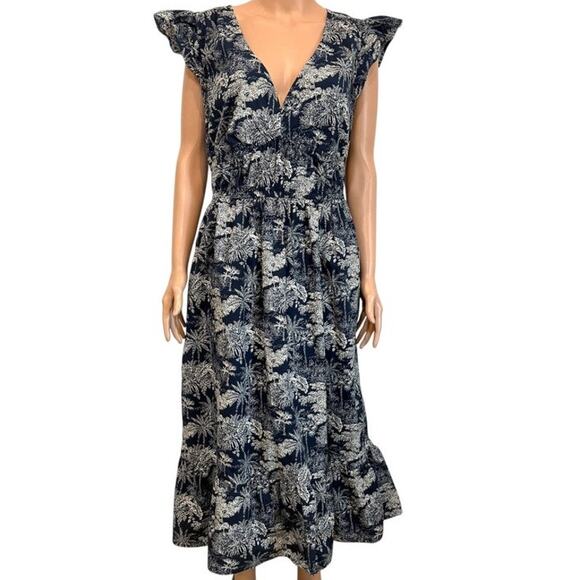Vineyard Vines large tropical poplin flutter midi dress pockets D1 2761 - Picture 2 of 11